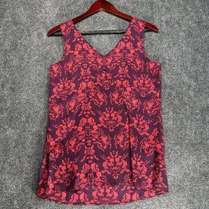 CAbi Top Womens XS Cameo Layered Tank Plum Red Sleeveless V Neck Popover 3258